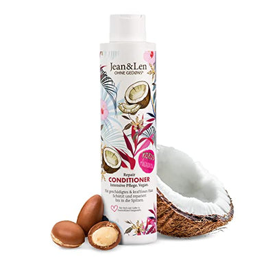 Jean & Len Conditioner Repair Kokos & Macadamia, für geschädigtes und kraftloses Haar, repariert Haarschäden, verleiht Geschmeidigkeit, Kokos-Duft, ohne Parabene & Silikone, vegan 300 ml im Sale